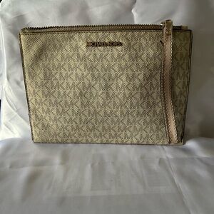 Michael Kors Tan Monogram Clutch